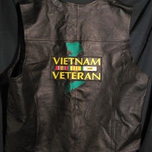Mens Leather Vest Vietnam Veteran